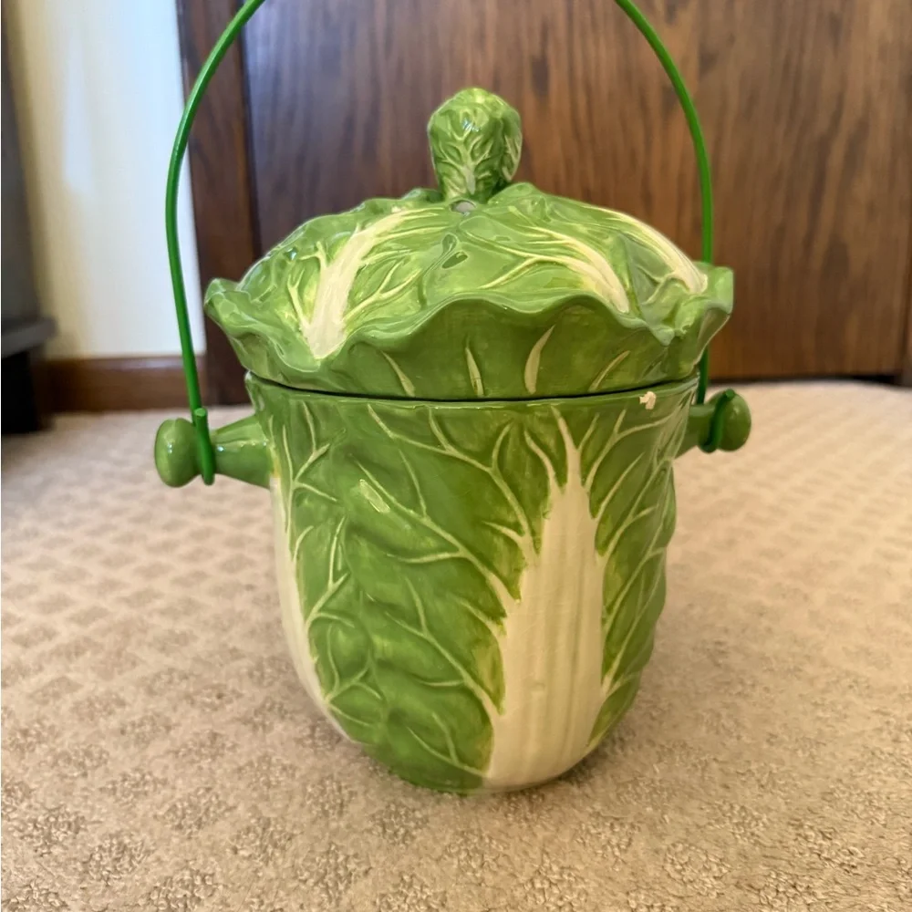 Ceramic Lettuce Compost Keeper Vintage Cabbage Composter Cottagecore Farmhouse